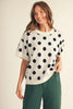 Short sleeves polka dot comfy sweater top