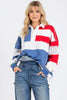 4TH of July Americana Multi Color Long Sleeve T-Shirt with Collar