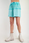 Mixed mineral washed terry knit short pants