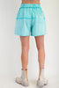 Upside down detailing mixed mineral washed terry knit short pants