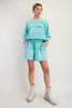 Upside down detailing mixed mineral washed terry knit short pants