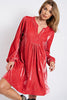 Loose fit soft velvet tunic dress with pockets  Ivy and Pearl Boutique Lipstick Coral S 