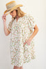 Floral printed cotton gauze mineral washed dress