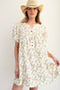 Floral printed cotton gauze mineral washed dress