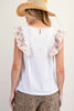Short sleeve embo knit top