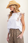 Short sleeve embo knit top