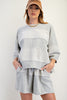 Upside down detailing mixed mineral washed terry knit top