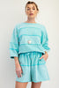 Upside down detailing mixed mineral washed terry knit top