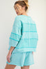 Upside down detailing mixed mineral washed terry knit top