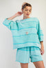 Upside down detailing mixed mineral washed terry knit top