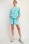 Upside down detailing mixed mineral washed terry knit top
