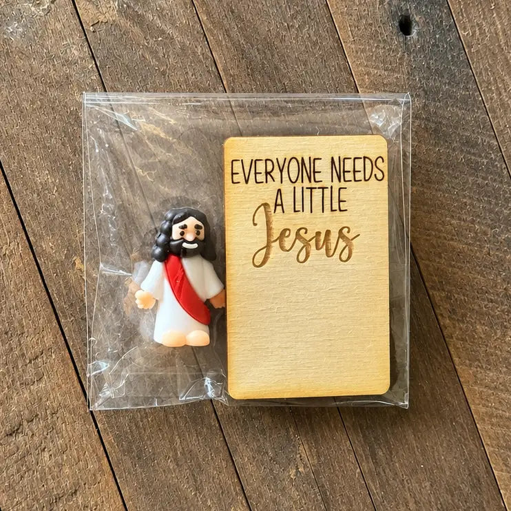 Everybody needs a little Jesus minature figurine and wooden plaque