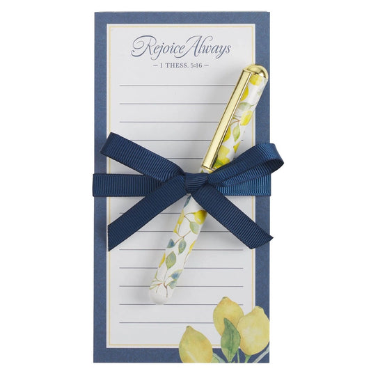 Magnetic Notepad W/Pen Rejoice Always 1 Thess. 5:16