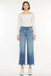 Kan Can high rise straight leg jeans with chewed hem