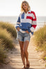 4TH of July Americana Multi Color Long Sleeve T-Shirt with Collar