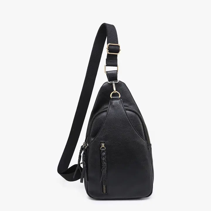 Jen & Co dual compartment vegan leather crossbody sling bag