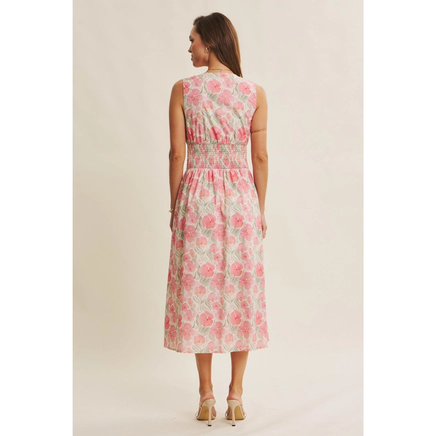 Fresh breath of Spring floral zip-front cotton midi dress