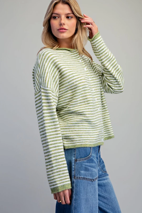 Striped button down cardigan