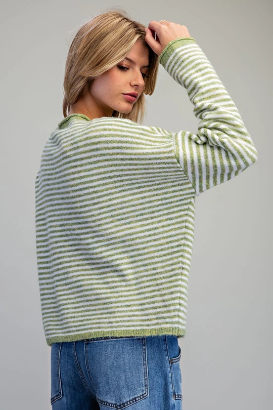 Striped button down cardigan