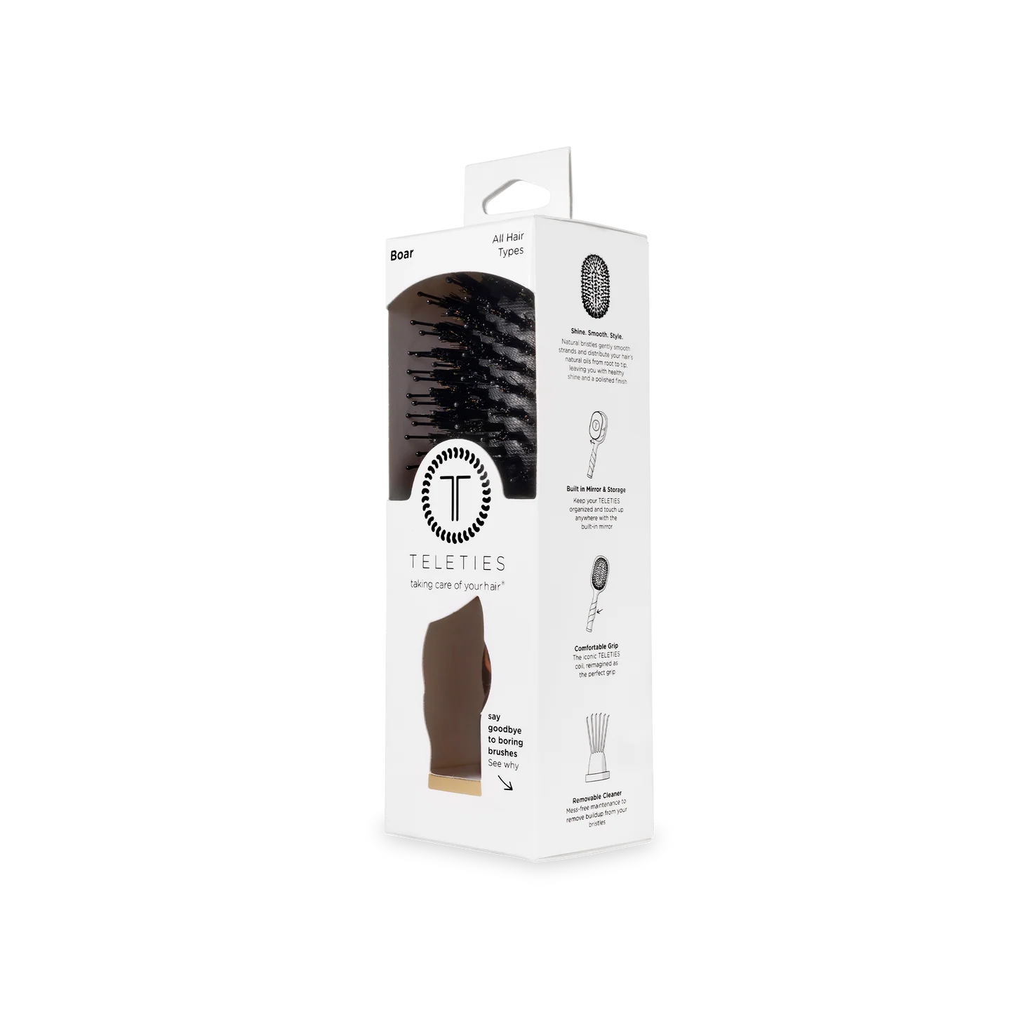 Teleties Mini Boar Bristle Hair Brush - Tortoise
