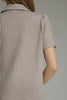Gingham print short puff sleeve mini dress featuring half zip detail at front
