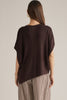 Solid short poncho sleeve sweater top with a round neckline
