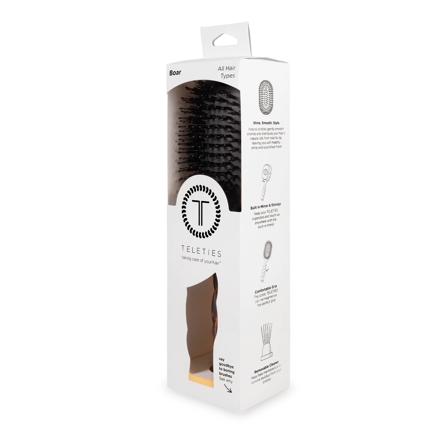 Teleties Boar Bristle Hair Brush