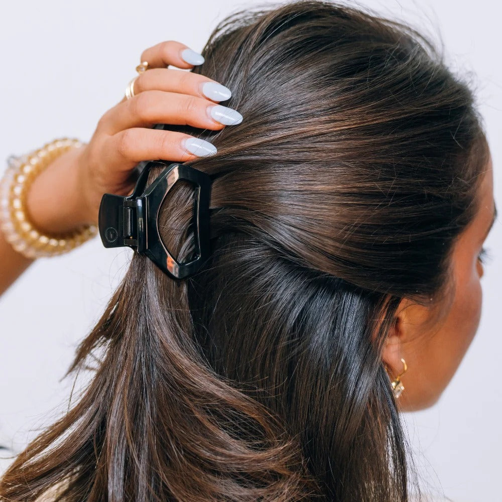 Teleties open jet black petite hair clip