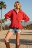 Ruffle Hem Button Front Poplin Top