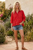 Ruffle Hem Button Front Poplin Top