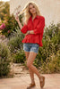 Ruffle Hem Button Front Poplin Top