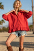 Ruffle Hem Button Front Poplin Top