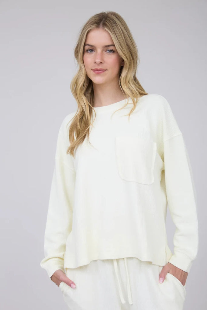RESTOCKED - Washed pocket detail long sleeve top