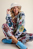 Floral print washed terry pants