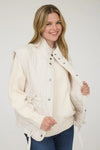Tie Detail Snap Button Down Quilted Puffer Vest