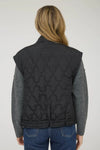 Tie Detail Snap Button Down Quilted Puffer Vest