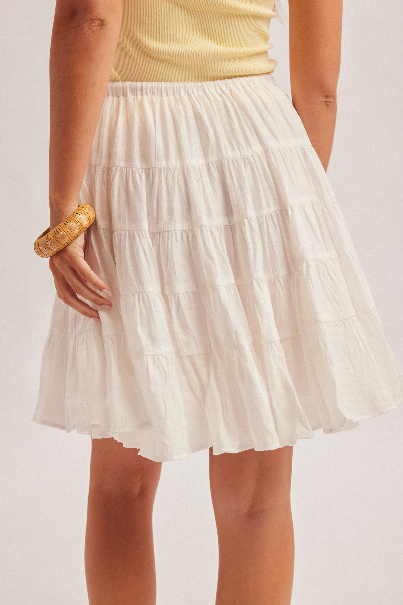 Tiered midi skirt with tassel