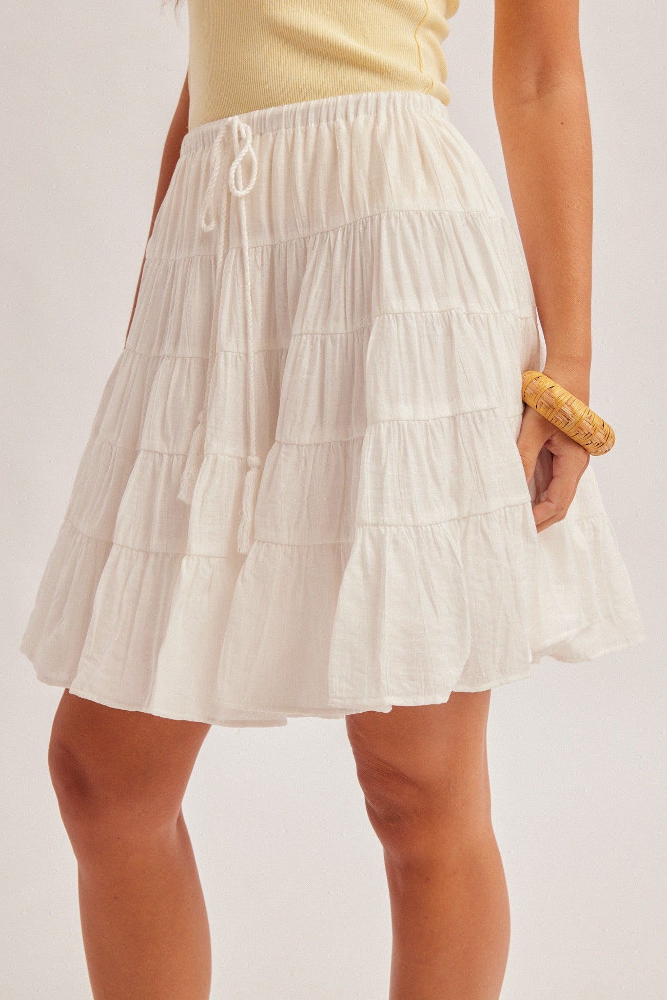 Tiered midi skirt with tassel