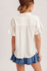 Ruffle sleeve pleated detail button down shirt