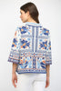 Patchwork pattern mock neck sweater
