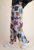Floral print washed terry pants