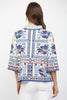 Patchwork pattern mock neck sweater