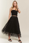 Elastic waist layered mesh skirt