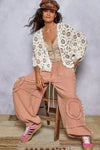 Long sleeve relaxed fit cardigan in chenille