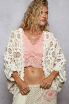 Long sleeve relaxed fit cardigan in chenille