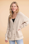 Long sleeve button down sweater cardigan with stitch accents