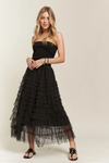 Elastic waist layered mesh skirt