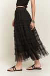 Elastic waist layered mesh skirt