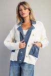 Denim knit mixed media jacket