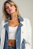 Denim knit mixed media jacket